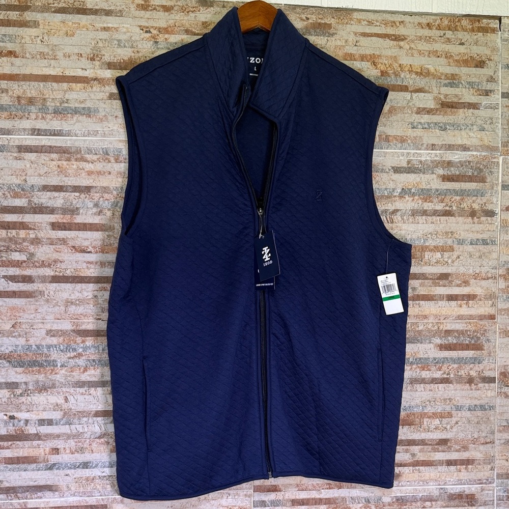 Izod Men's Navy Quilted Zip-Up Vest